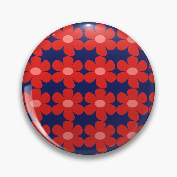 Item preview,  Scandi style retro flowers - navy, red and coral  designed and sold by BlackDogArtists.