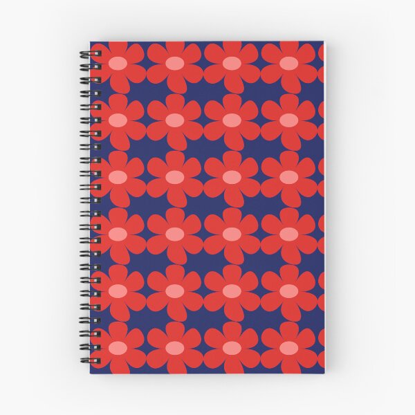 Item preview,  Scandi style retro flowers - navy, red and coral  designed and sold by BlackDogArtists.