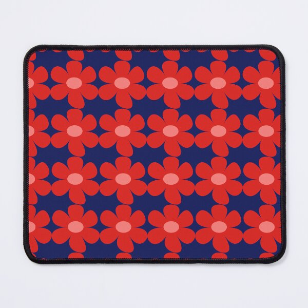 Item preview, Scandi style retro flowers - navy, red and coral designed and sold by BlackDogArtists.