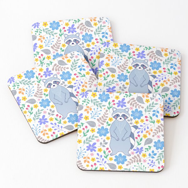 Item preview, Diseño de patrón de mapache floral designed and sold by Harsh Katariya.
