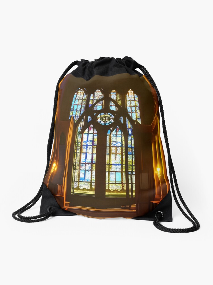 Thumbnail 1 of 3, Drawstring Bag, Inside an old Church designed and sold by LenCarol.