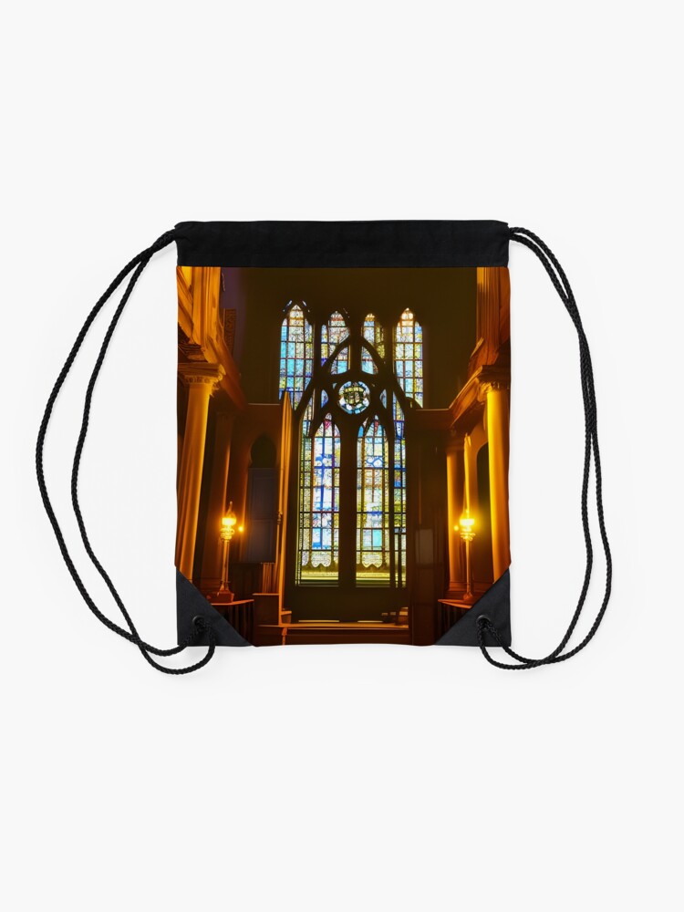 Thumbnail 2 of 3, Drawstring Bag, Inside an old Church designed and sold by LenCarol.