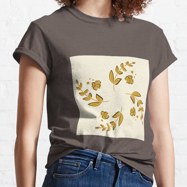 Motif floral doré T-shirt classique