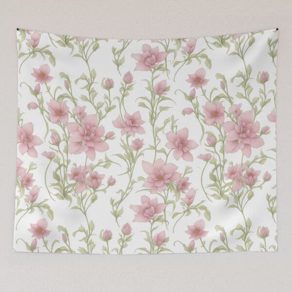 Item preview, Aesthetic Pink flora on pastel background  designed and sold by PeacockThrone25.