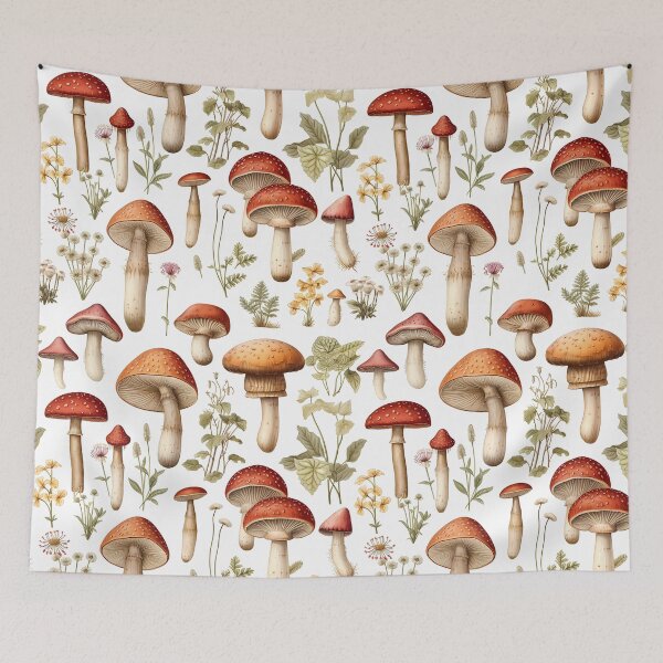 Item preview, Seamless Mushroom and Woodland Plants Pattern | Botanical Art designed and sold by GiveMeMood.