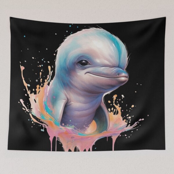 Item preview, multicolored dolphin animated digital art designed and sold by DigitalPixelize.