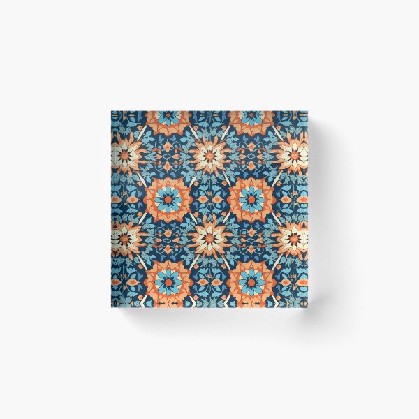 Item preview, Blue and Orange Floral Pattern designed and sold by GiveMeMood.