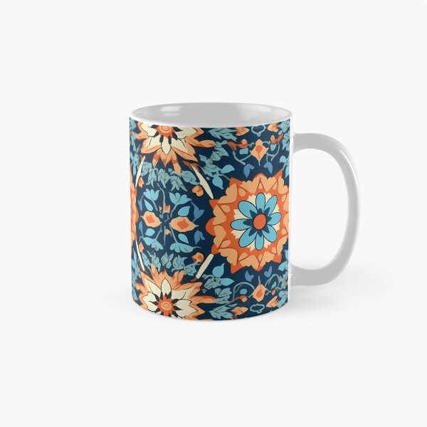 Item preview, Blue and Orange Floral Pattern designed and sold by GiveMeMood.
