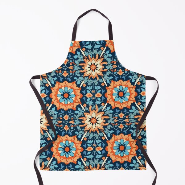Item preview, Patrón floral azul y naranja designed and sold by GiveMeMood.