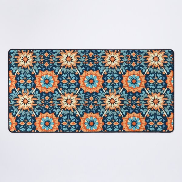Item preview, Blue and Orange Floral Pattern designed and sold by GiveMeMood.
