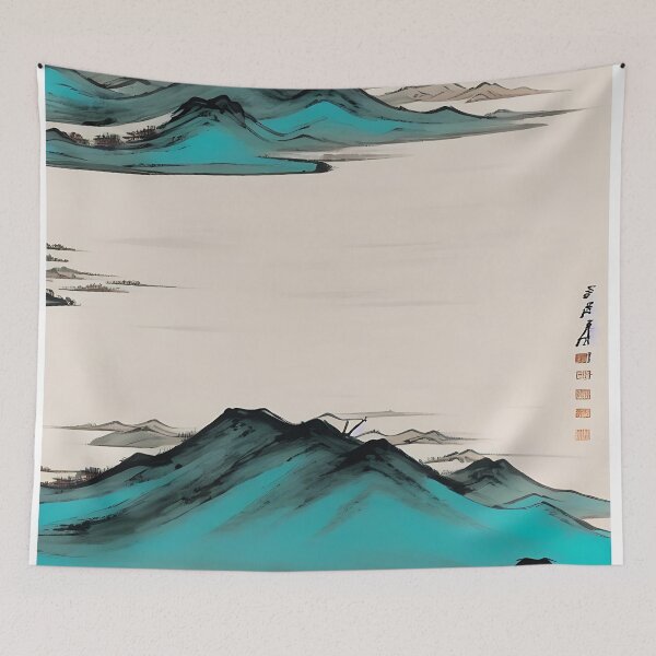 Item preview, Chinese Village - vintage chinese art - Guo Hua Style designed and sold by Asian-Art.