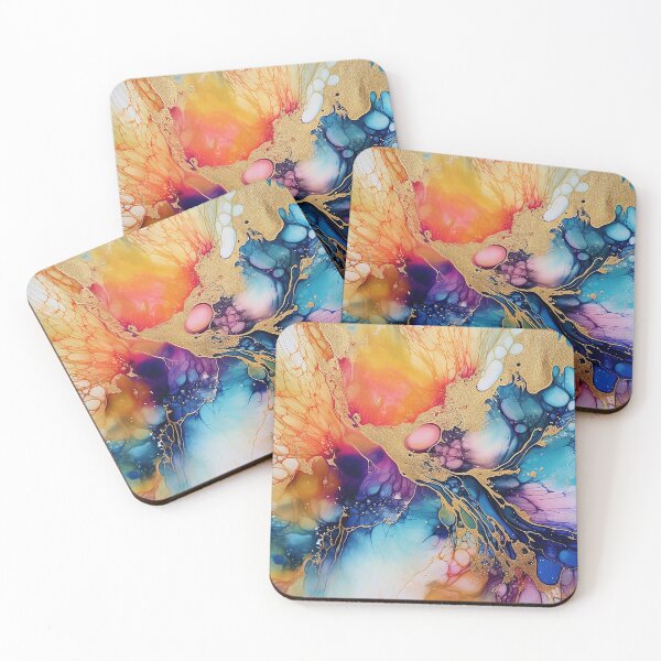 Item preview, Dramatic rainbow alcohol ink style artwork designed and sold by KaitJDesign.