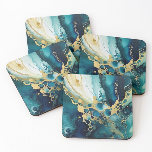 Item preview, Abstract green and blue alcohol ink style artwork designed and sold by KaitJDesign.