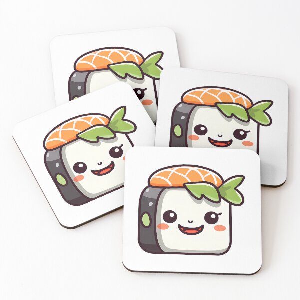 Item preview, Cute sushi roll with smiley face sticker. designed and sold by nadyushka-art.