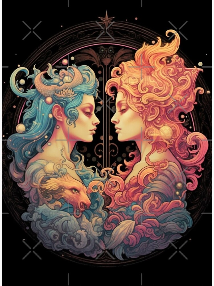 Gemini Fire and Water Zodiac Harmony Poster