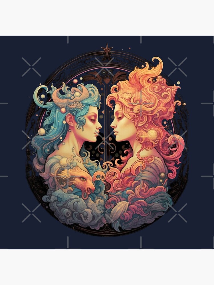 Gemini Fire and Water Zodiac Harmony Art Board Print