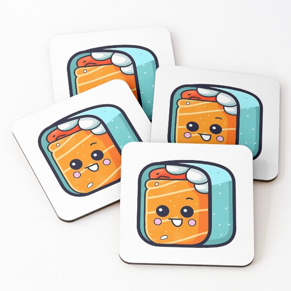 Item preview, Cute sushi roll with smiley face sticker. designed and sold by nadyushka-art.