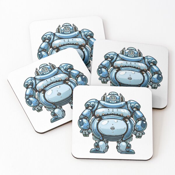 Item preview, Hefty boar steampunk sumo wrestler robot in blue and silver designed and sold by Edekad.