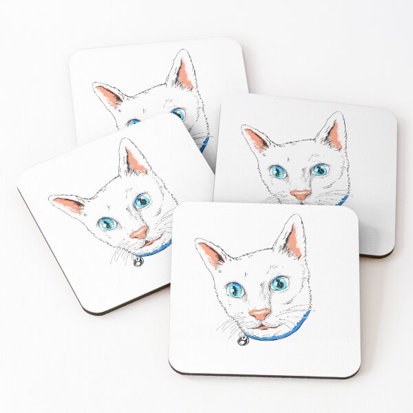 Item preview, white cat with blue eyes designed and sold by JunkJosh.