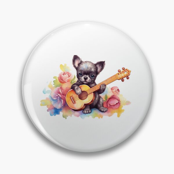 Item preview, a puppy playing the guitar in watercolors 1 designed and sold by FlaskLab.