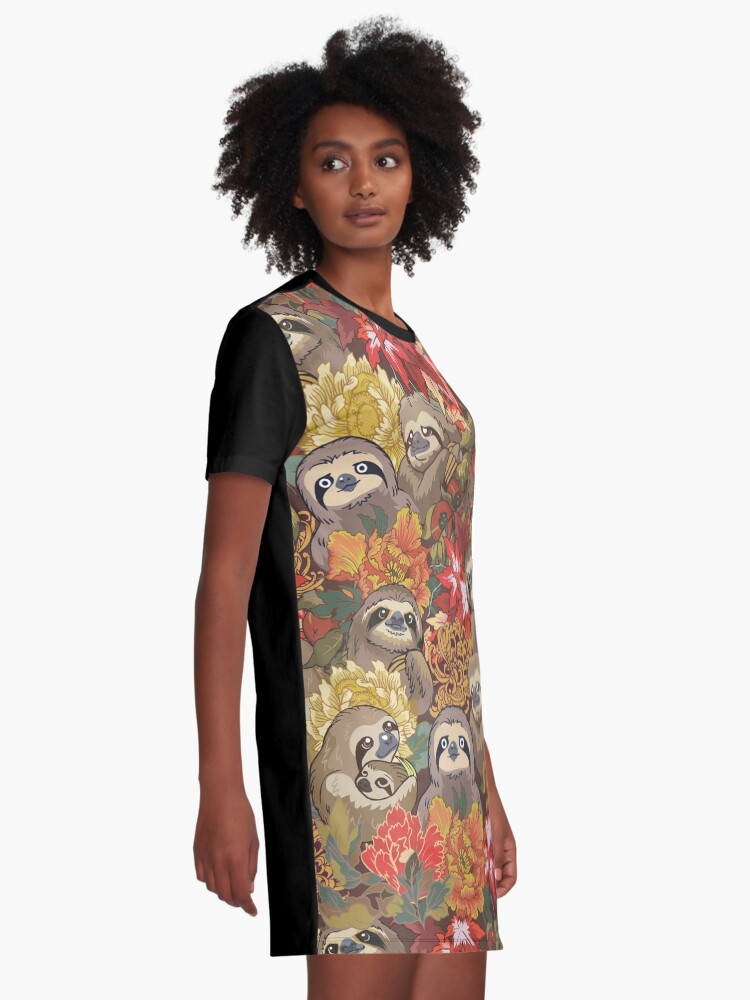 Alternate view of Because Sloths Autumn Graphic T-Shirt Dress