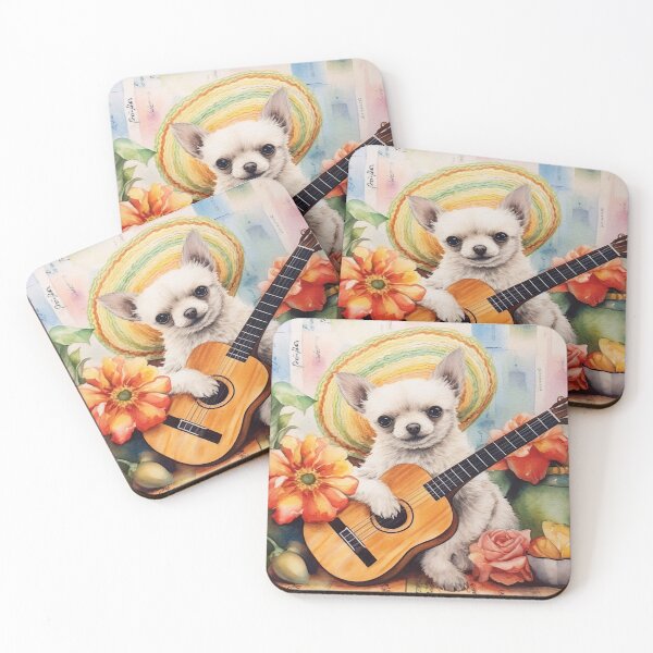 Item preview, a puppy playing the guitar in watercolors 3 designed and sold by FlaskLab.