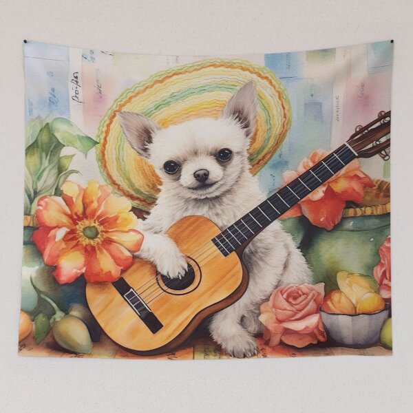 Item preview, a puppy playing the guitar in watercolors 3 designed and sold by FlaskLab.
