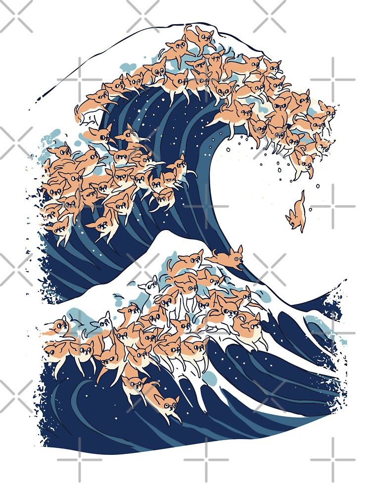 Thumbnail 2 of 2, Kids T-Shirt, The Great Wave of Chihuahua designed and sold by Huebucket.