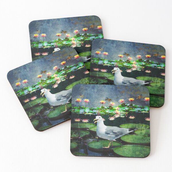 Item preview, Refuge - Seagull on Waterlily designed and sold by Lesley Fitzpatrick.