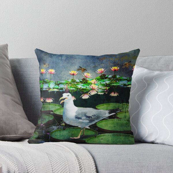 Item preview, Refuge - Seagull on Waterlily designed and sold by Lesley Fitzpatrick.