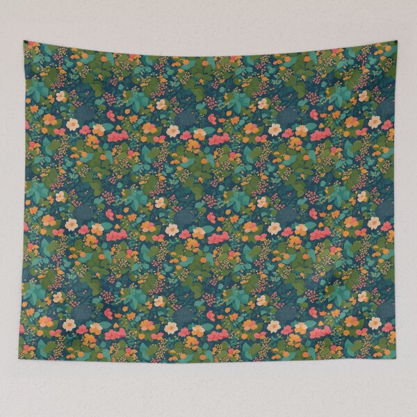 Artikelvorschau, Abstrakte Kunst in dunkler Farbe mit Muster aus mehreren Blumen entworfen und verkauft von GloriousChoice.