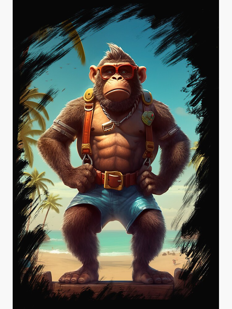Monkey lifeguard Malibu Canvas Print for Sale by MargoKassar