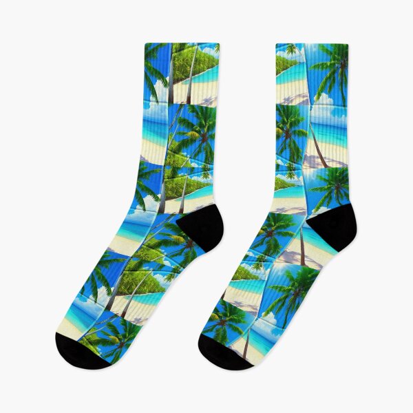 Item preview, Gorgeous geometric patchwork painting of exotic summer vacations: Blue sky Beach Sun Coconut Sand - Inspiring gift idea to escape to paradise! designed and sold by Ralek.