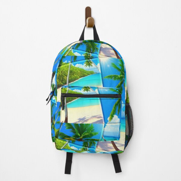 Item preview, Gorgeous geometric patchwork painting of exotic summer vacations: Blue sky Beach Sun Coconut Sand - Inspiring gift idea to escape to paradise! designed and sold by Ralek.