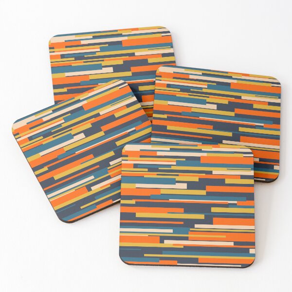 Item preview, Wright Geometric Mid Century Modern Abstract Pattern Blue Orange Mustard designed and sold by kierkegaard.