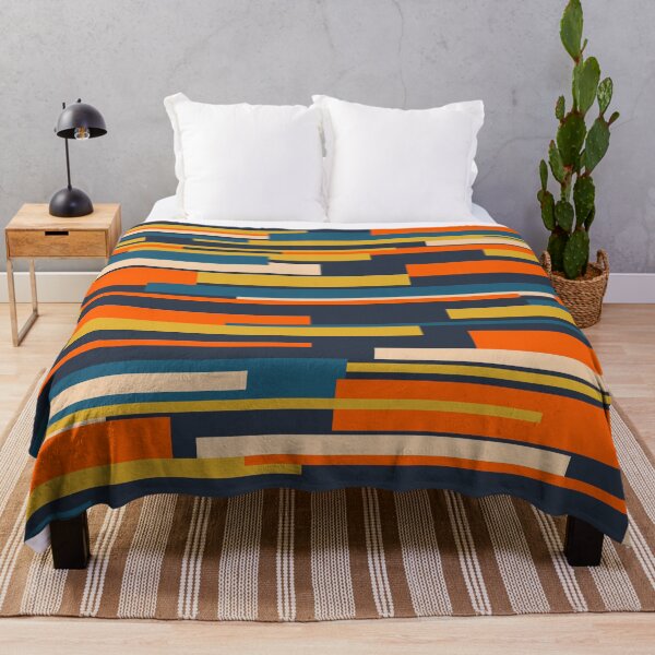 Item preview, Wright Geometric Mid Century Modern Abstract Pattern Blue Orange Mustard designed and sold by kierkegaard.