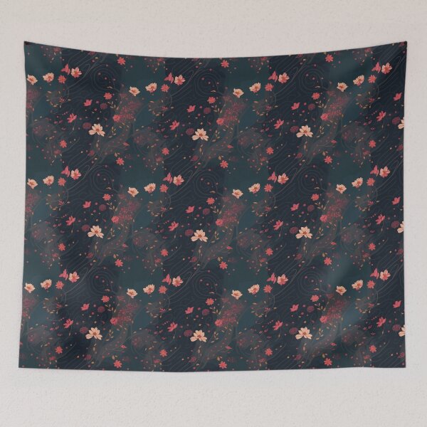 Item preview, Seamless Patterns of flowers with dark background designed and sold by GloriousChoice.