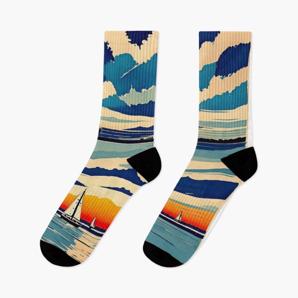 Item preview, Serenity at Sunset: A Bernard Buffet-Inspired Sailboat Harbour designed and sold by RedArtG09.