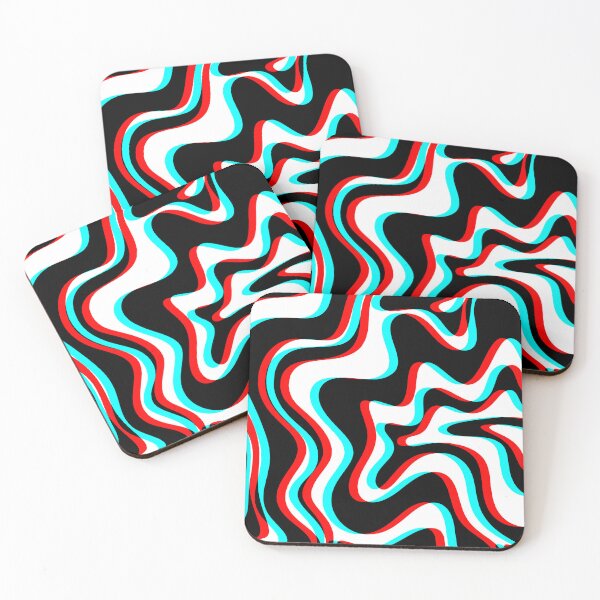 Item preview, Trippy Glitch Retro Liquid Swirl Abstract Pattern Black White Red Cyan designed and sold by kierkegaard.