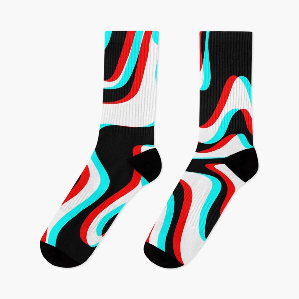 Item preview, Trippy Glitch Retro Liquid Swirl Abstract Pattern Black White Red Cyan designed and sold by kierkegaard.