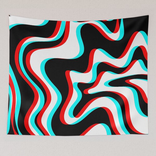 Item preview, Trippy Glitch Retro Liquid Swirl Abstract Pattern Black White Red Cyan designed and sold by kierkegaard.