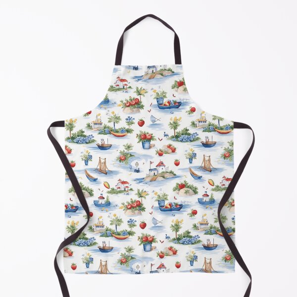 Item preview, Aquarelle strawberries and flowers festivities with whimsical boats and houses designed and sold by OrganicDSGN.