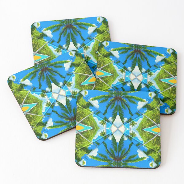 Item preview,  Gorgeous geometric patchwork painting of exotic summer vacations: Blue sky Beach Sun Coconut Sand - Inspiring gift idea to escape to paradise! designed and sold by Ralek.