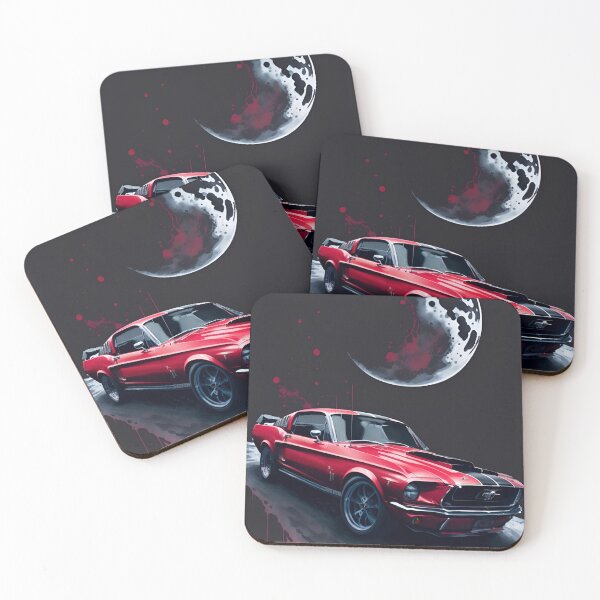 Item preview, Red Sports Car against Bright Moon - Digital Art Masterpiece designed and sold by PixelSpectrum.