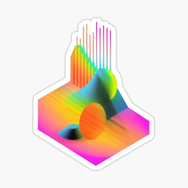 Abstract Geometry 3D shapes rainbow color gift for her gift for him Sticker