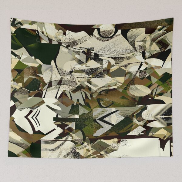 Artikelvorschau, Geometric Abstract in Greens, Brown & Cream entworfen und verkauft von Trevor Hirst.