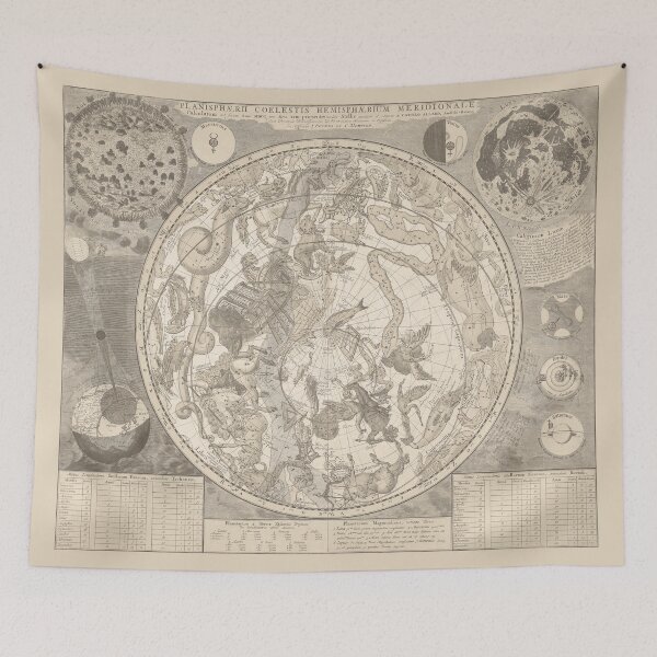 Item preview, Celestial Star Map Zodiac Constellation of Southern Sky Monochromatic Sepia designed and sold by VintageArchive.