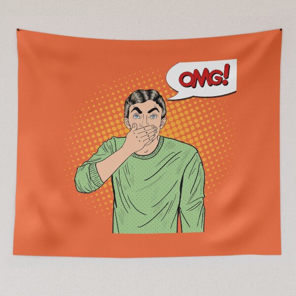 Item preview, Pop Art Worried Man Closes his Mouth in Shock.  designed and sold by ivector.