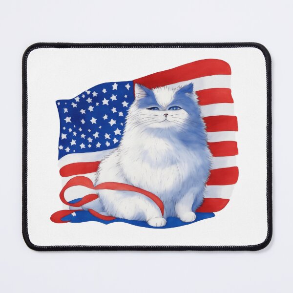 Item preview,  patriot white cat  against the background of the flag designed and sold by jkrphoto.