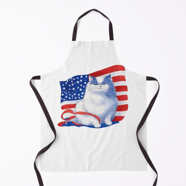 Item preview, patriot white cat against the background of the flag designed and sold by jkrphoto.